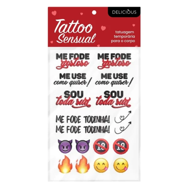 Tatuagem Érotica Frases Ousadas Adesiva Delicious